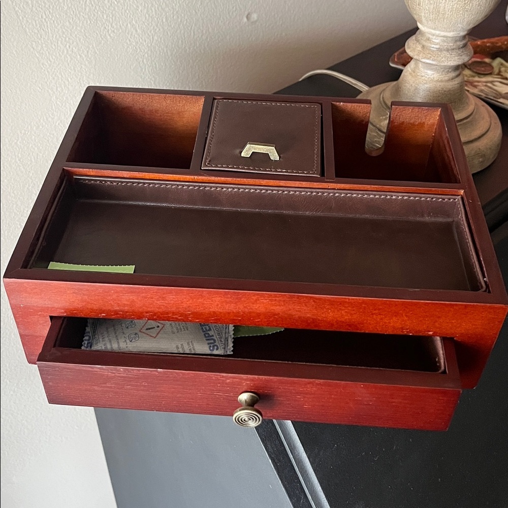 Wooden Jewelry Organizer NEW Multiple Compartments Charging Station - Picture 5 of 7